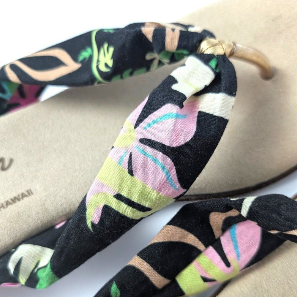 Island Slipper Floral Wedge Flip Flop Sandals Made in Hawaii Resortwear Sz 7 - Picture 12 of 12